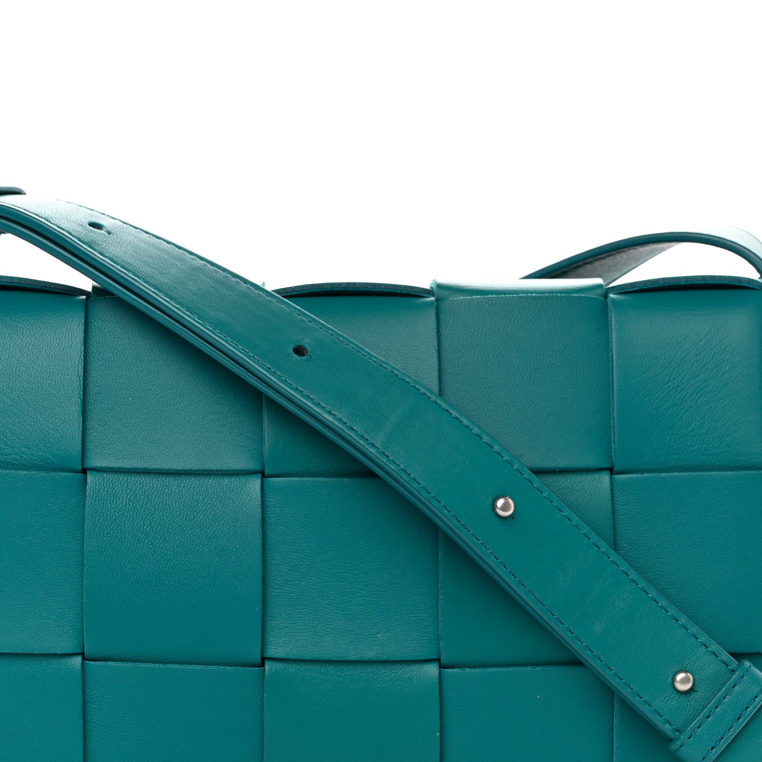 Bottega Veneta Lambskin Maxi Intrecciato Cassette Crossbody Bag Petrol Blue 8 of 9