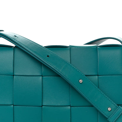 Bottega Veneta Lambskin Maxi Intrecciato Cassette Crossbody Bag Petrol Blue 8 of 9