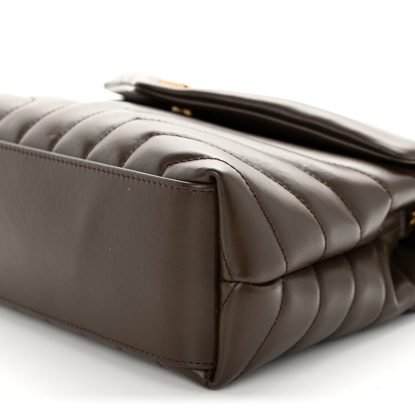 Calfskin Y Quilted Monogram Small Loulou Chain Satchel Soil Brown