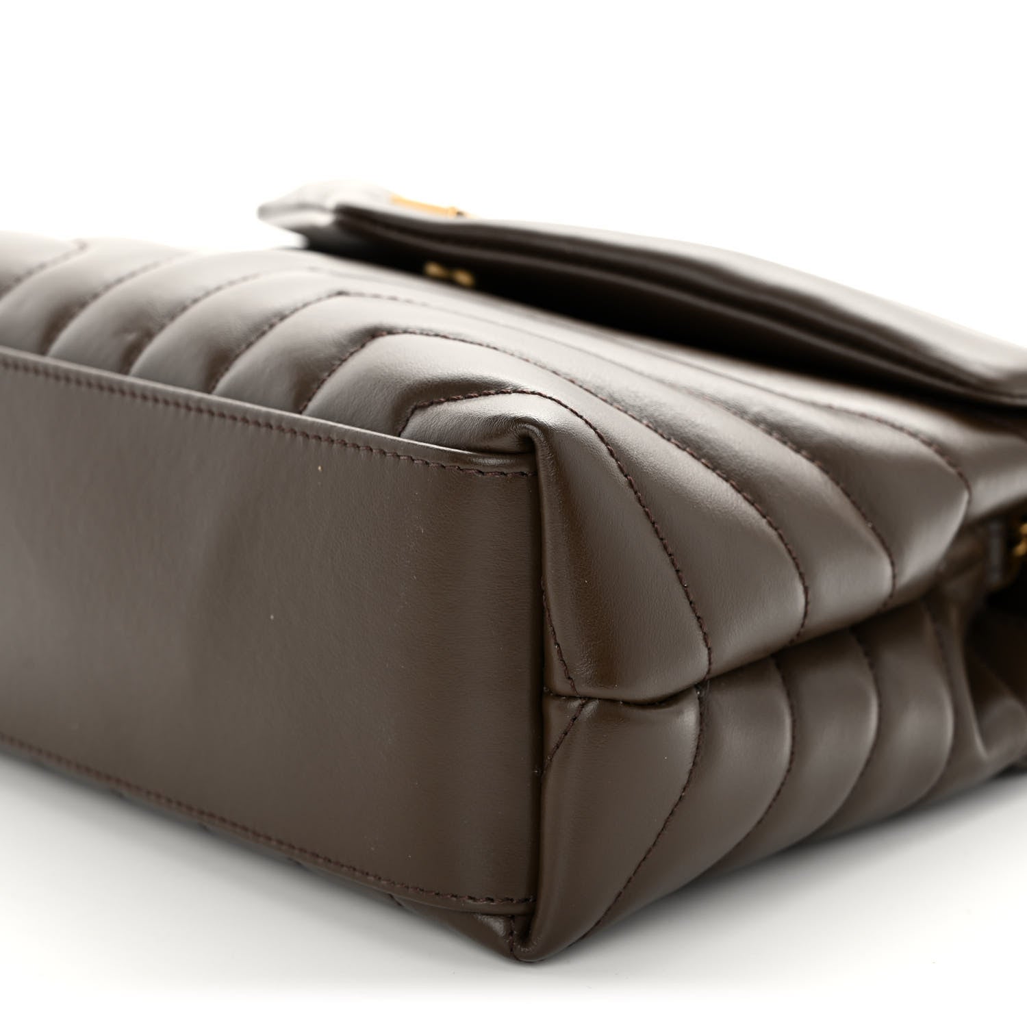 Saint Laurent Calfskin Y Quilted Monogram Small Loulou Chain Satchel Soil Brown 9 of 9