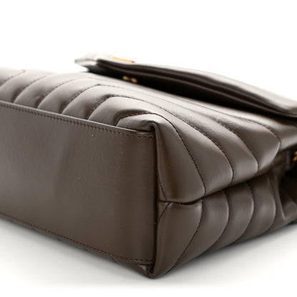 Saint Laurent Calfskin Y Quilted Monogram Small Loulou Chain Satchel Soil Brown 9 of 9