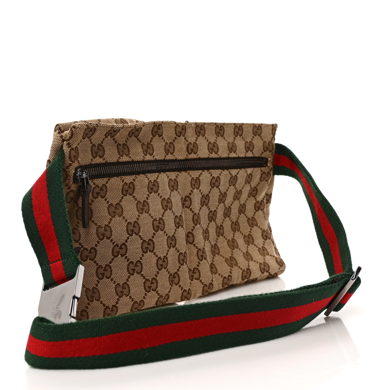 Gucci GG Monogram Web Double Pocket Belt Bag Dark Brown 3 of 7