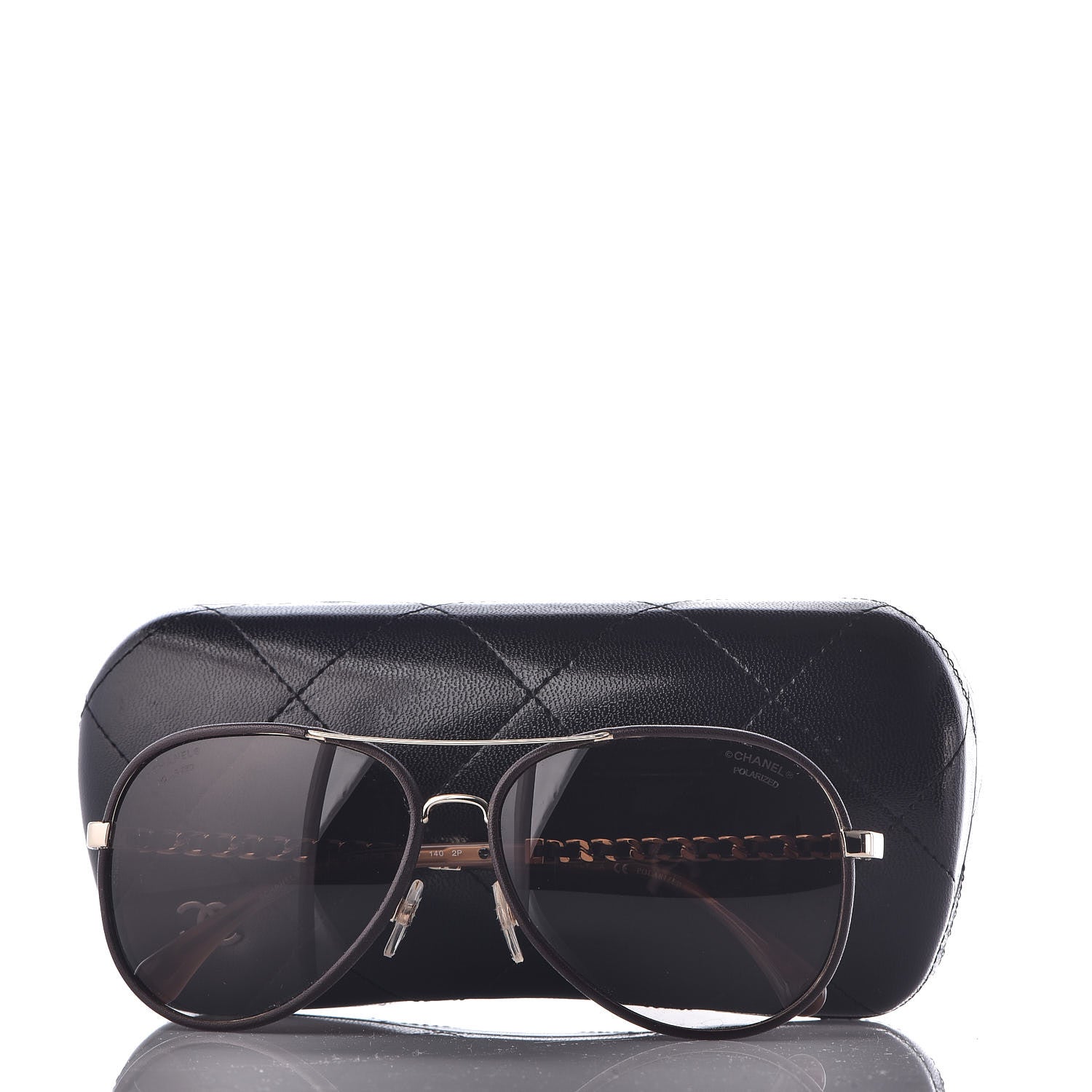 Chanel Metal Polarized Pilot Winter Sunglasses 4219-Q Brown 7 of 7