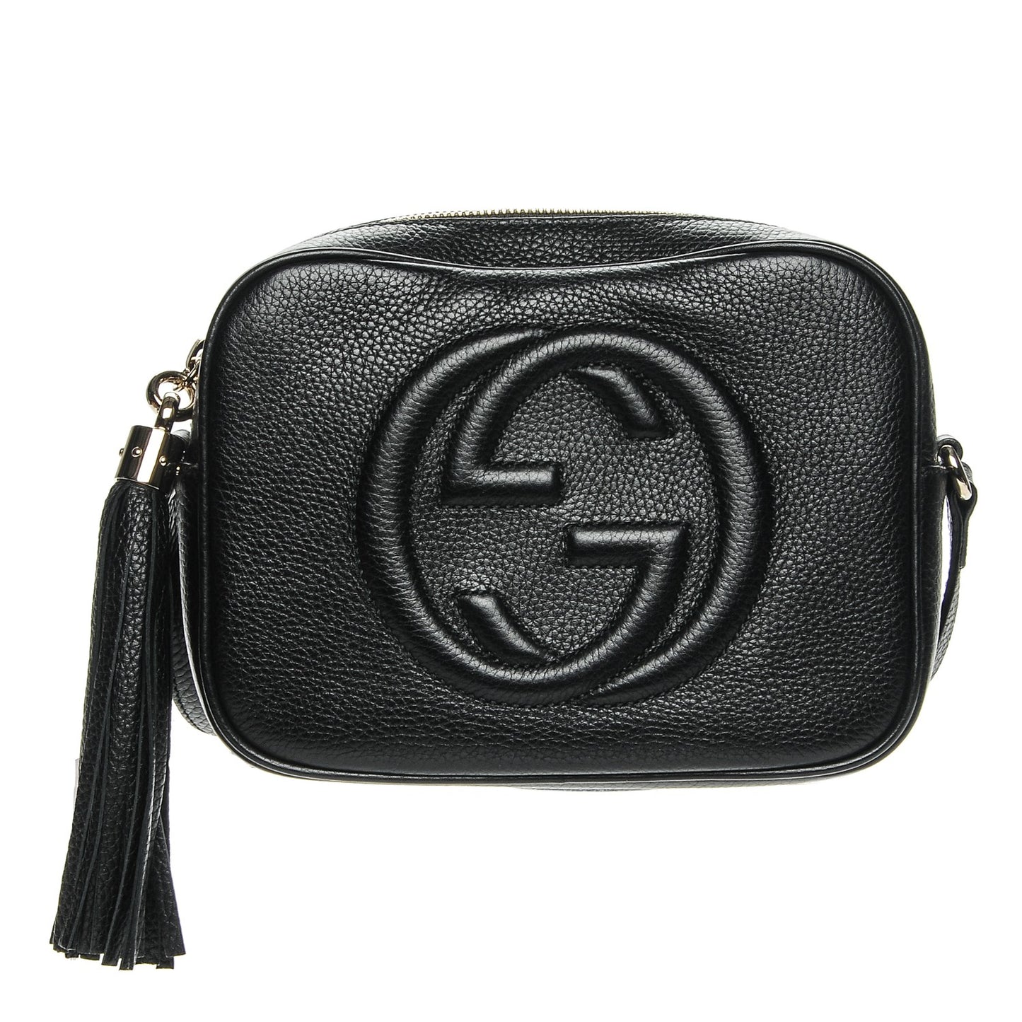 Pebbled Calfskin Small Soho Disco Bag Black