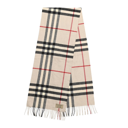 Burberry Cashmere Giant Check Fringe Scarf Stone 2 of 3