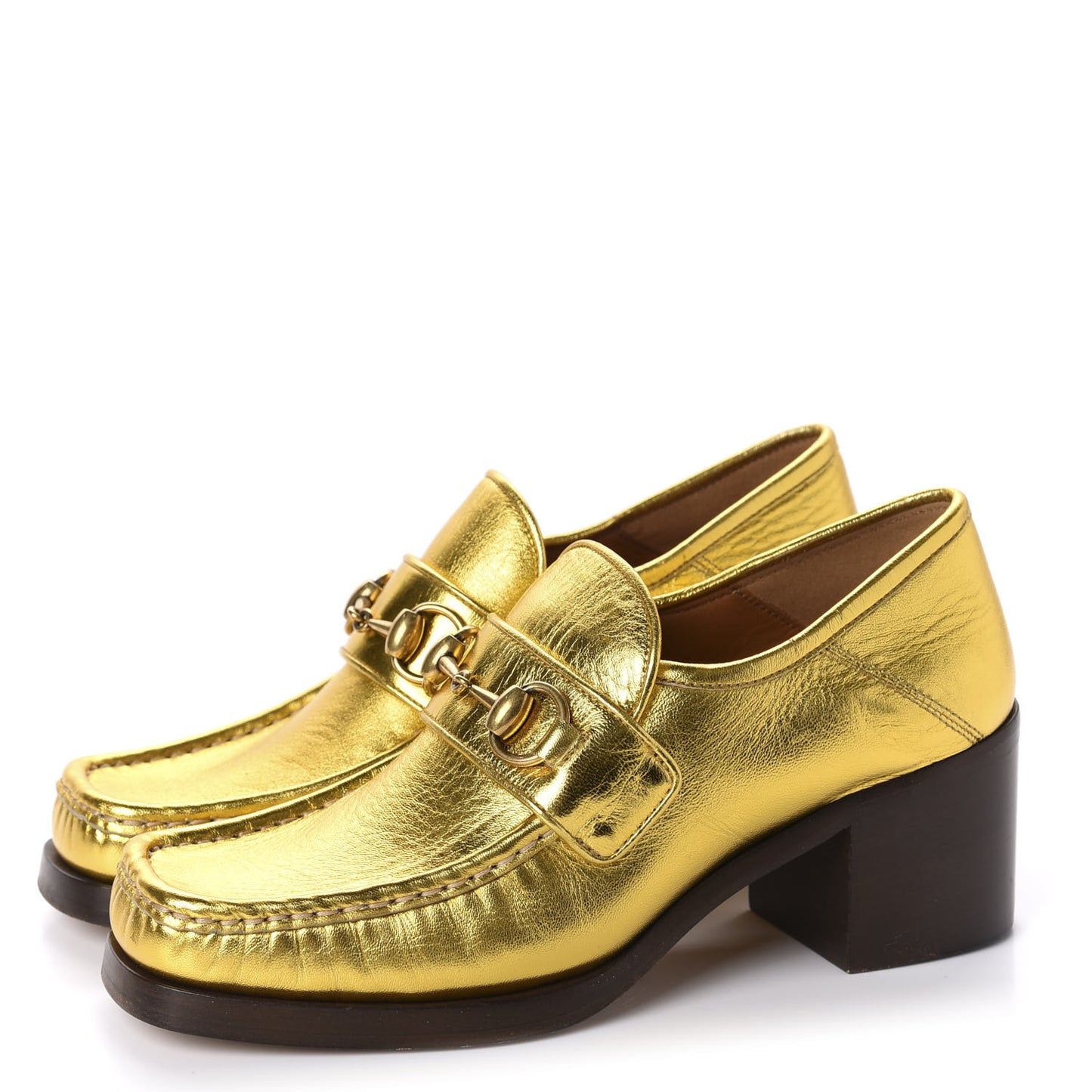 Metallic Malaga Kid Horsebit Loafer Pumps 37 Gold