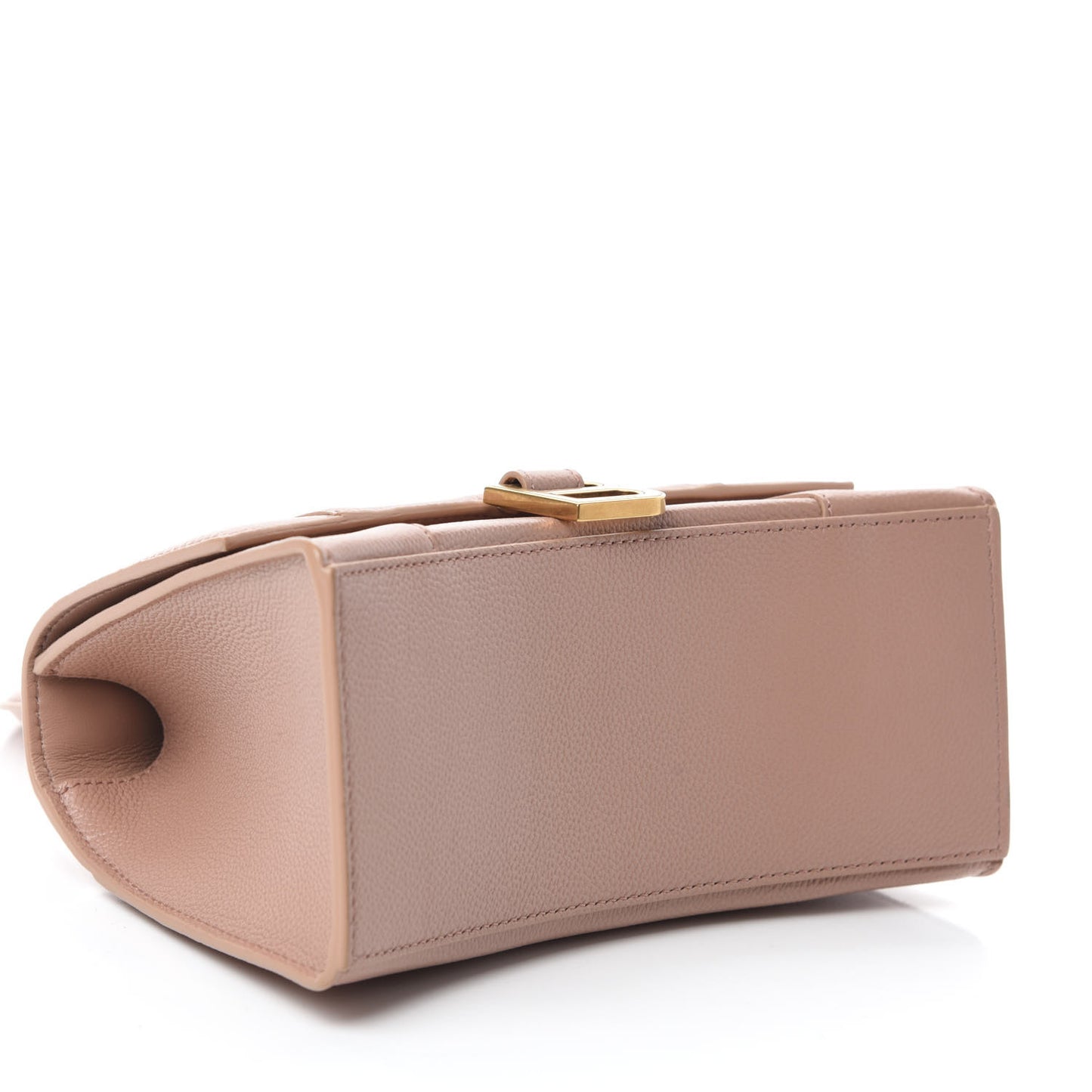 Grained Calfskin Small Hourglass Top Handle Bag Nude Beige