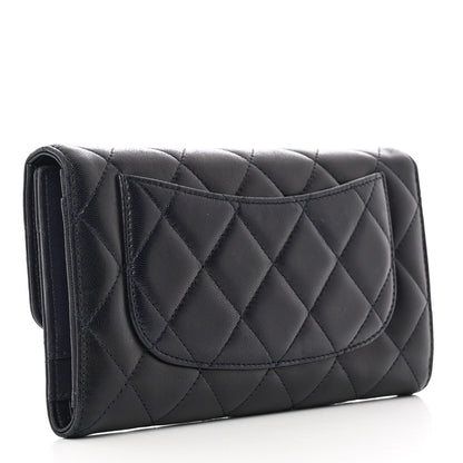 Chanel Lambskin Quilted Large Flap Wallet Navy 3 of 11