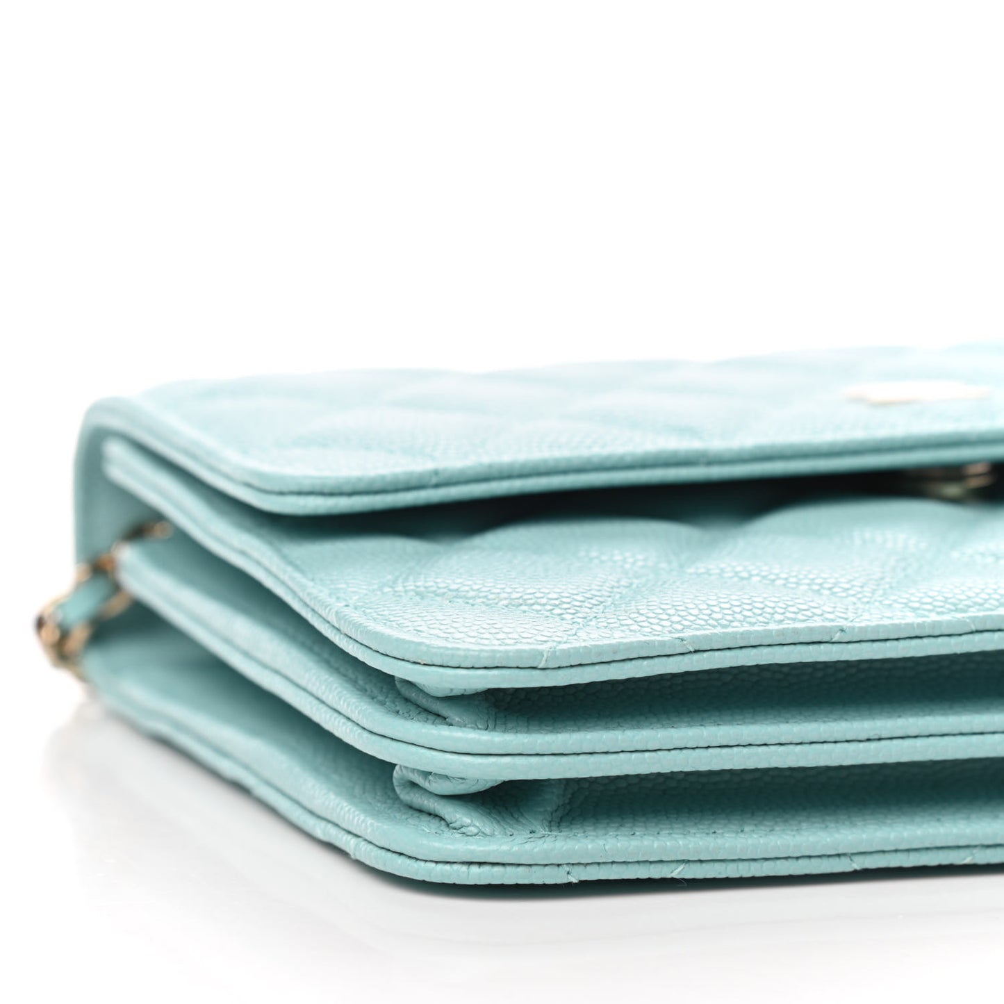 Caviar Quilted Square Wallet On Chain WOC Light Blue