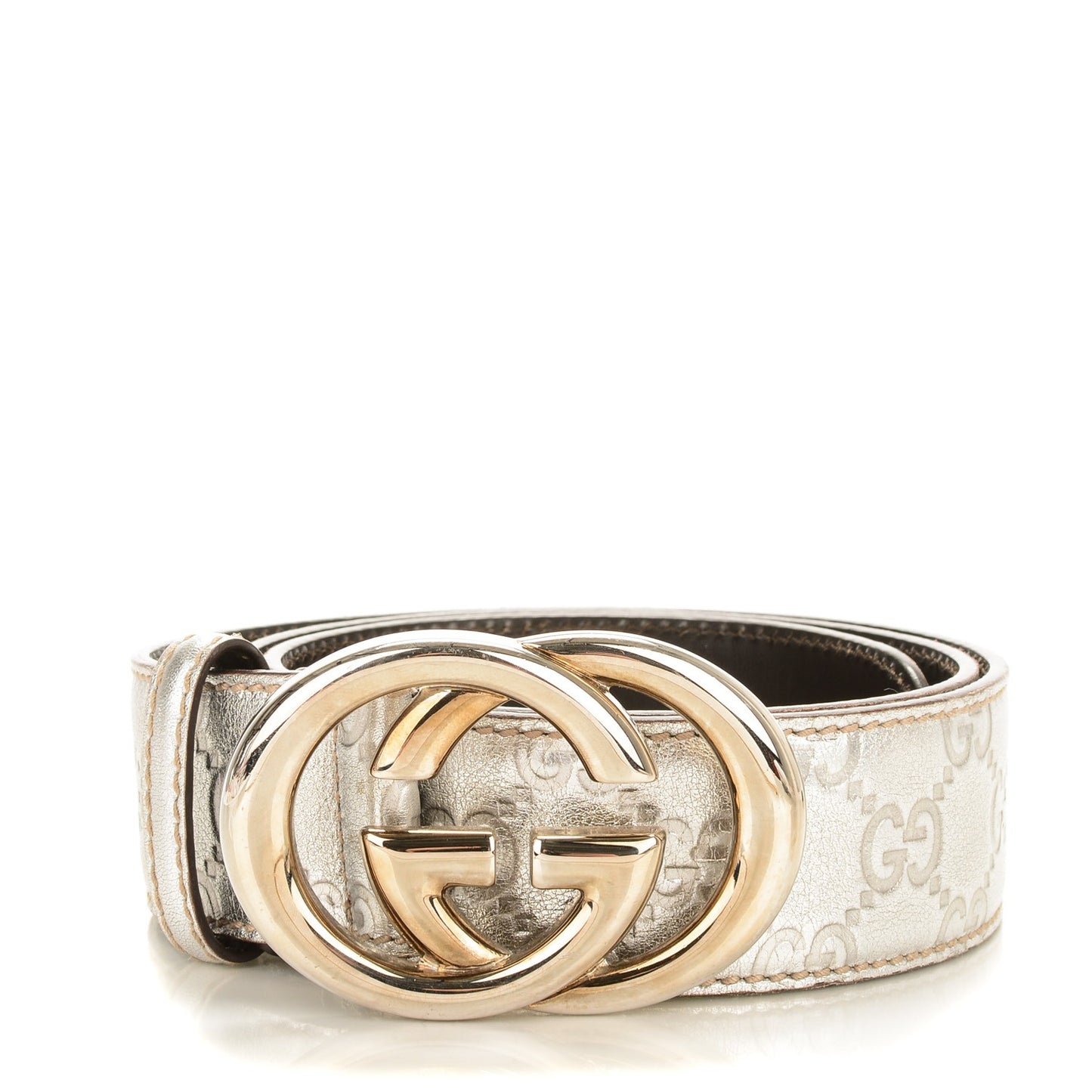 Guccissima Interlocking G Belt 85 34 Silver