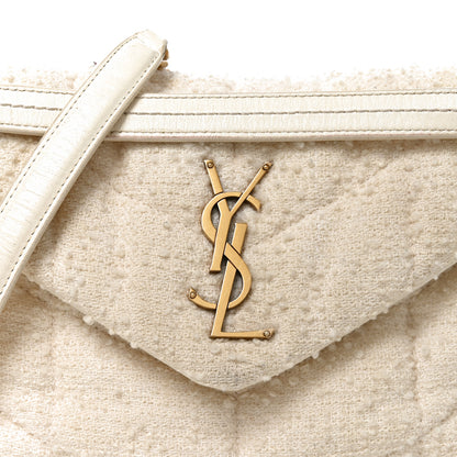 Saint Laurent Boucle Tweed Quilted Small Loulou Puffer Monogram Chain Satchel Crema Soft 8 of 10
