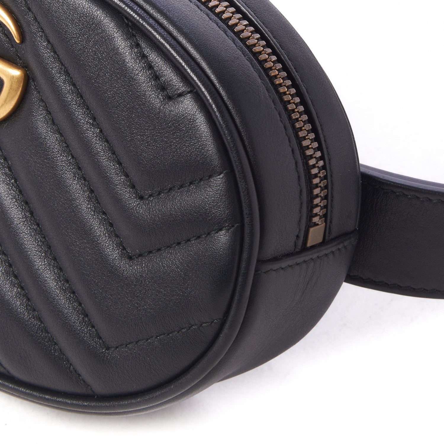 Gucci Calfskin Matelasse GG Marmont Belt Bag 85 34 Black 8 of 9