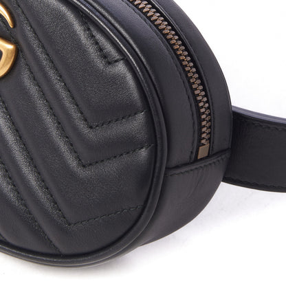 Gucci Calfskin Matelasse GG Marmont Belt Bag 85 34 Black 8 of 9