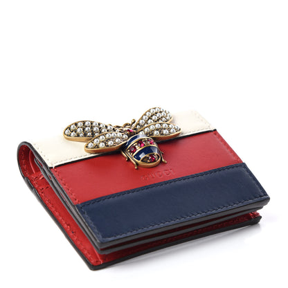 Gucci Calfskin Queen Margaret Card Case Wallet Blue Agata Hibiscus Red Mystic White 4 of 10