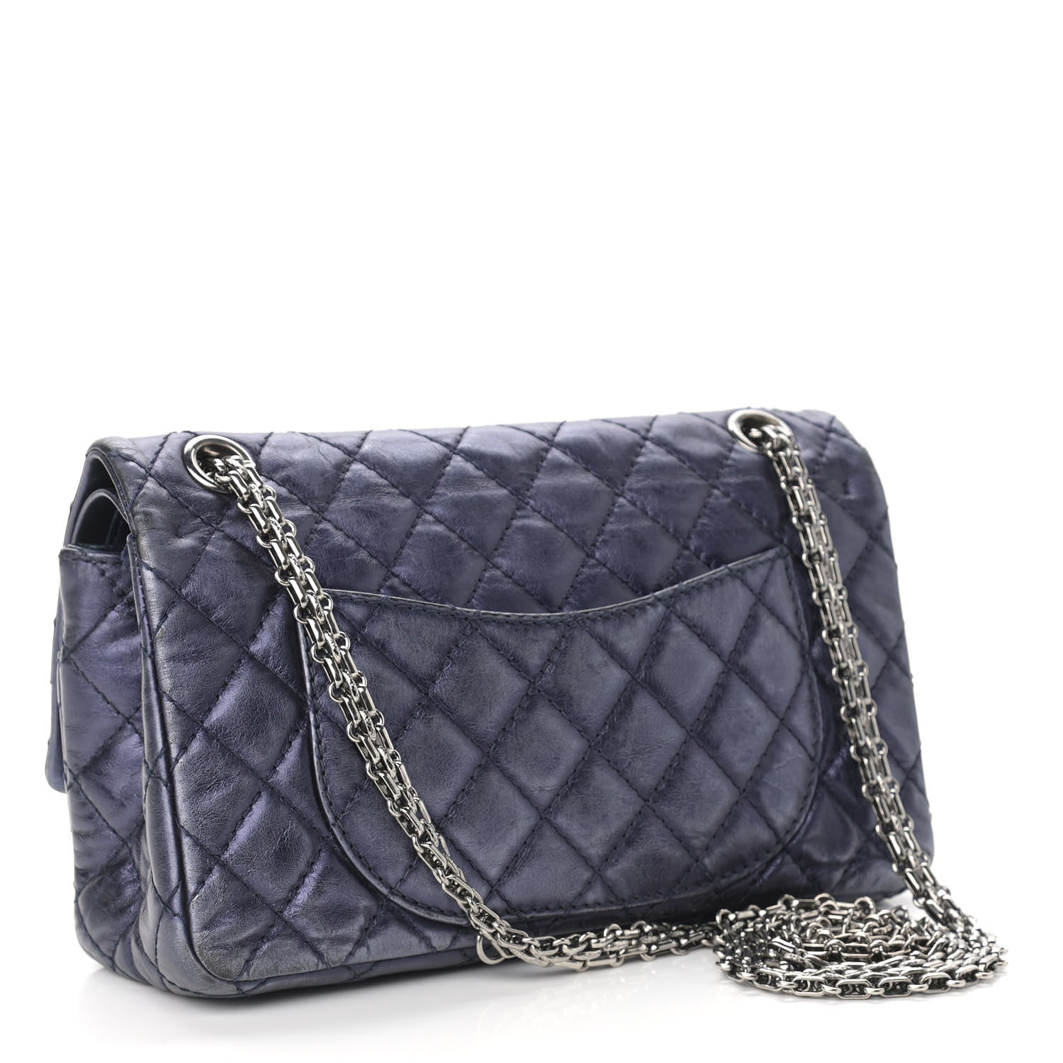 Chanel Metallic Aged Calfskin Quilted 2.55 Reissue 225 Flap Blue 3 of 21
