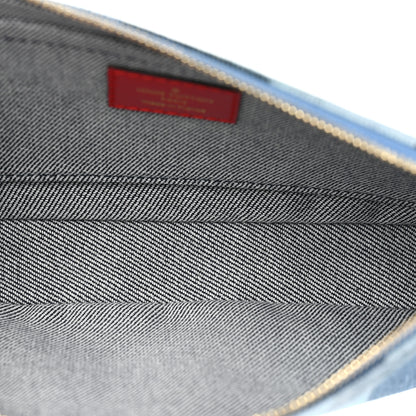 Louis Vuitton Denim Damier Monogram Patchwork Multi Pochette Accessories Blue Rouge 5 of 10