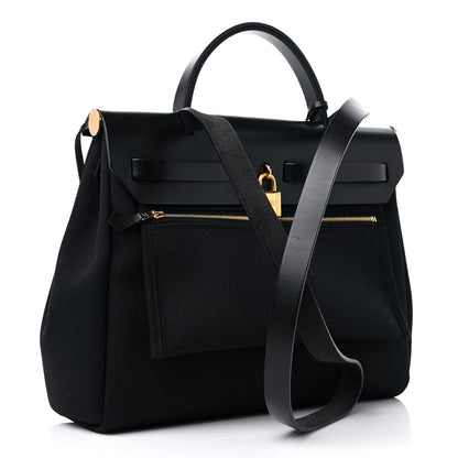 Hermes Military Toile Vache Hunter Herbag Zip PM 31 Black 4 of 11