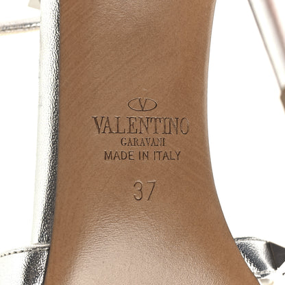 Valentino Garavani Metallic Nappa Rockstud Ankle T-Strap 105mm Sandals 37 Silver 8 of 10