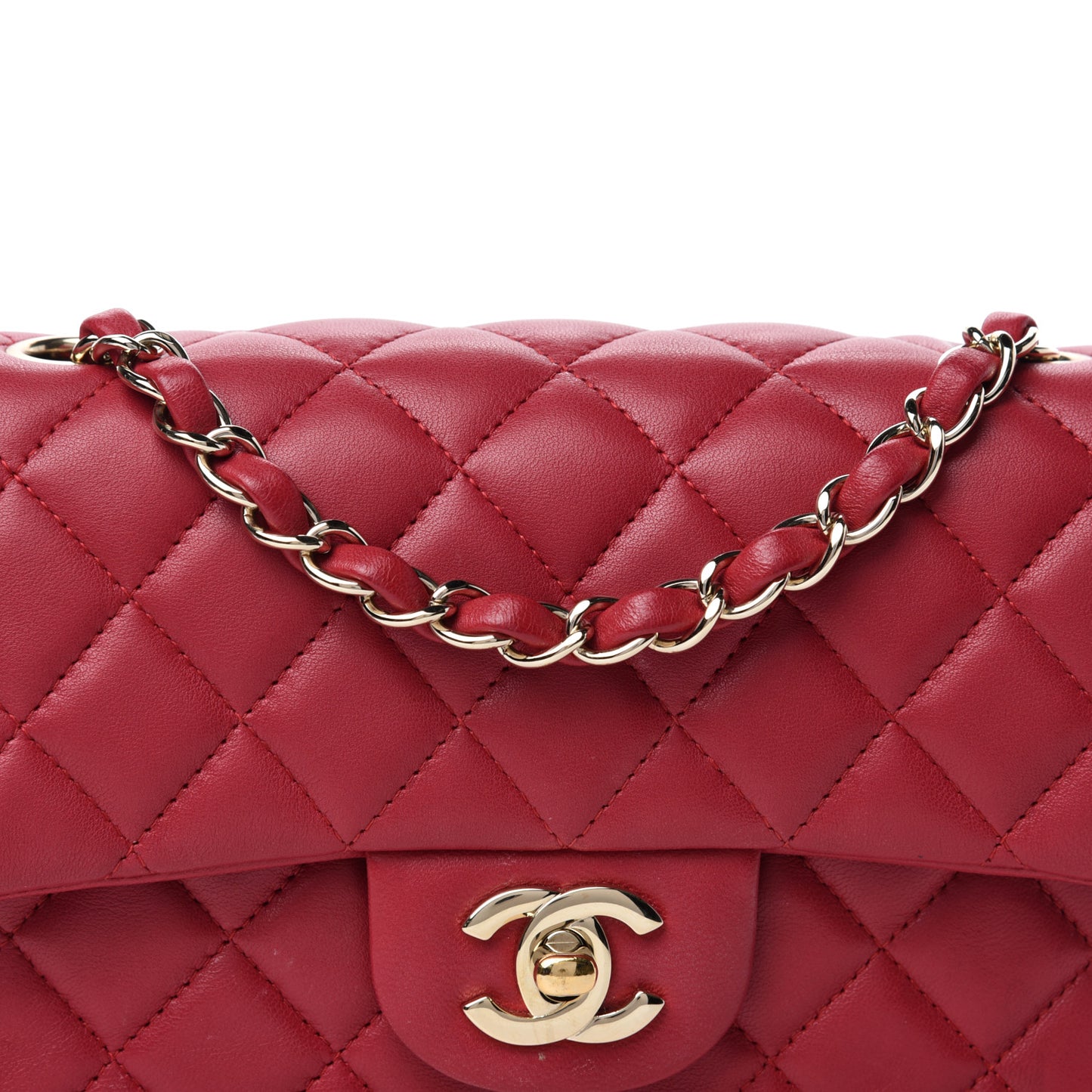 Lambskin Quilted Mini Rectangular Flap Red