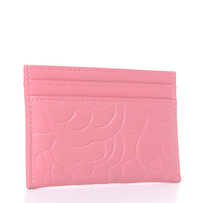 Chanel Lambskin Camellia Embossed Card Holder Pink 3 of 11