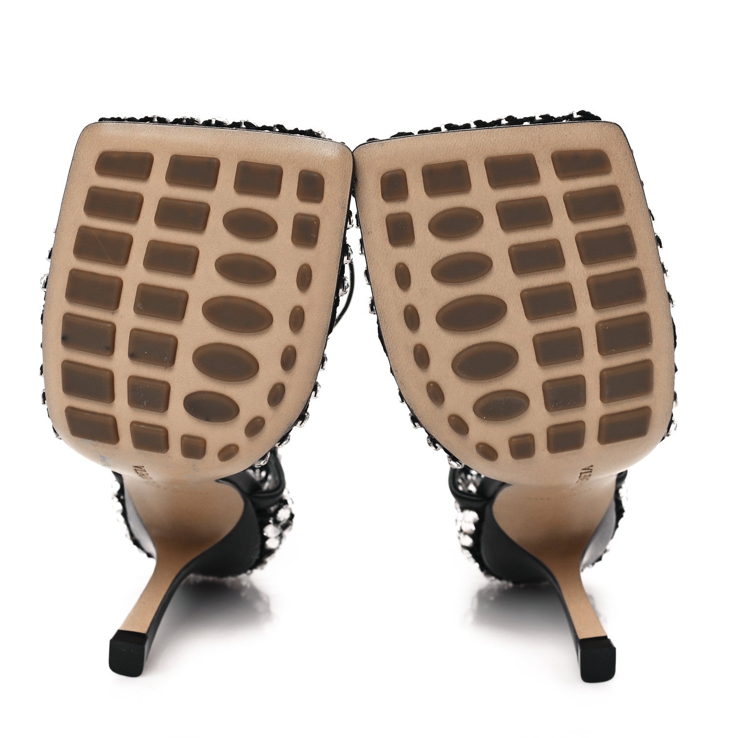 Bottega Veneta Mesh Nappa Crystal Embellished Sparkle Stretch Ankle Tie Sandals 37.5 Black 5 of 7