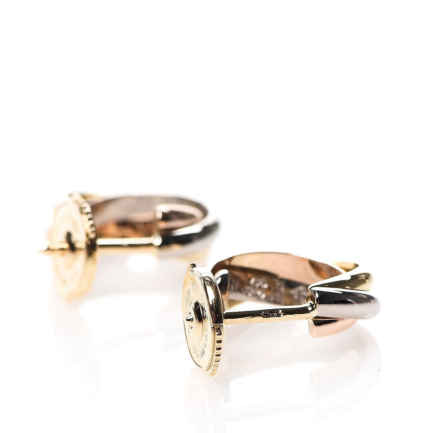 Cartier 18K Pink Yellow White Gold Small Trinity Hoop Earrings 3 of 5