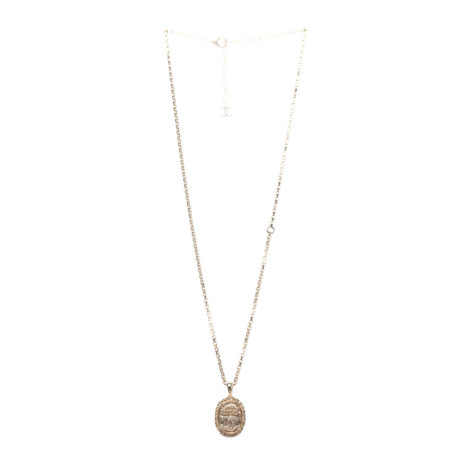 Chanel Crystal CC Medallion Necklace Gold 2 of 4