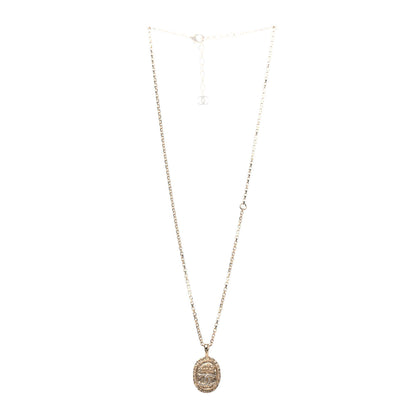 Chanel Crystal CC Medallion Necklace Gold 2 of 4