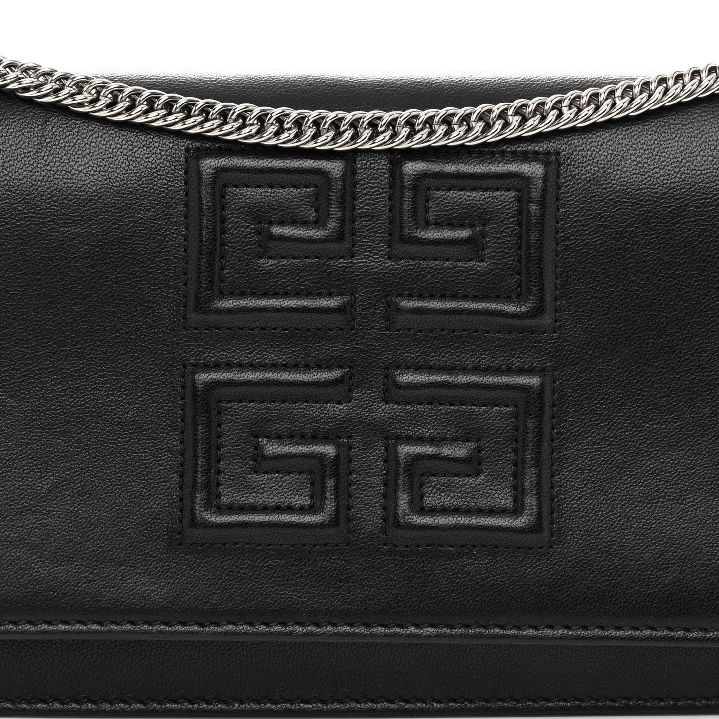 Lambskin Emblem Chain Wallet Black