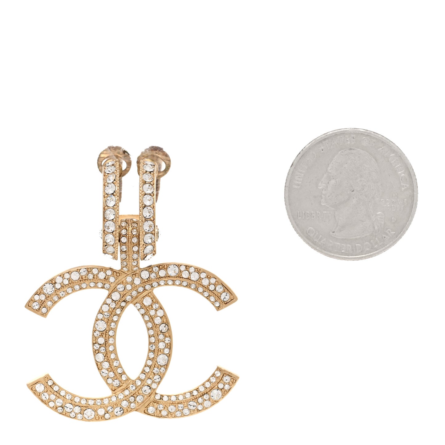 Crystal CC Single Clip On Earring Gold