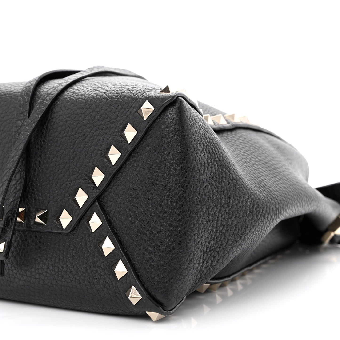 Pebbled Calfskin Rockstud Bucket Bag Black