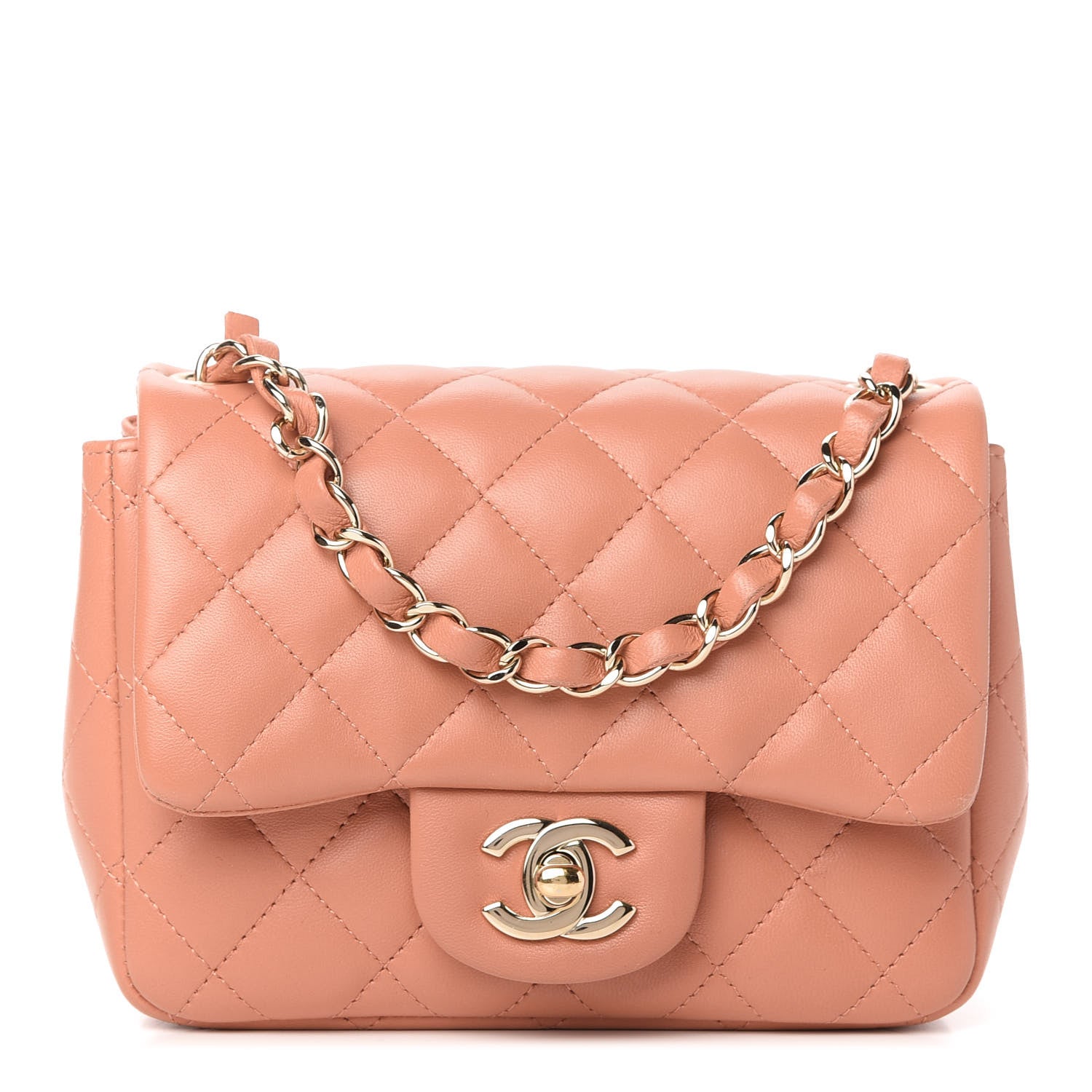 Chanel Lambskin Quilted Mini Square Flap Dark Beige 1 of 11