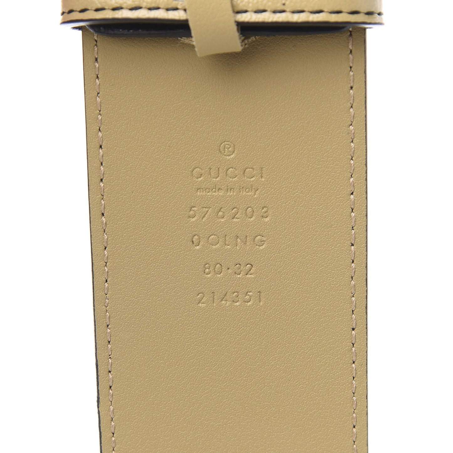 Calfskin Striped Textured Double G 50mm Belt 80 32 Black Beige