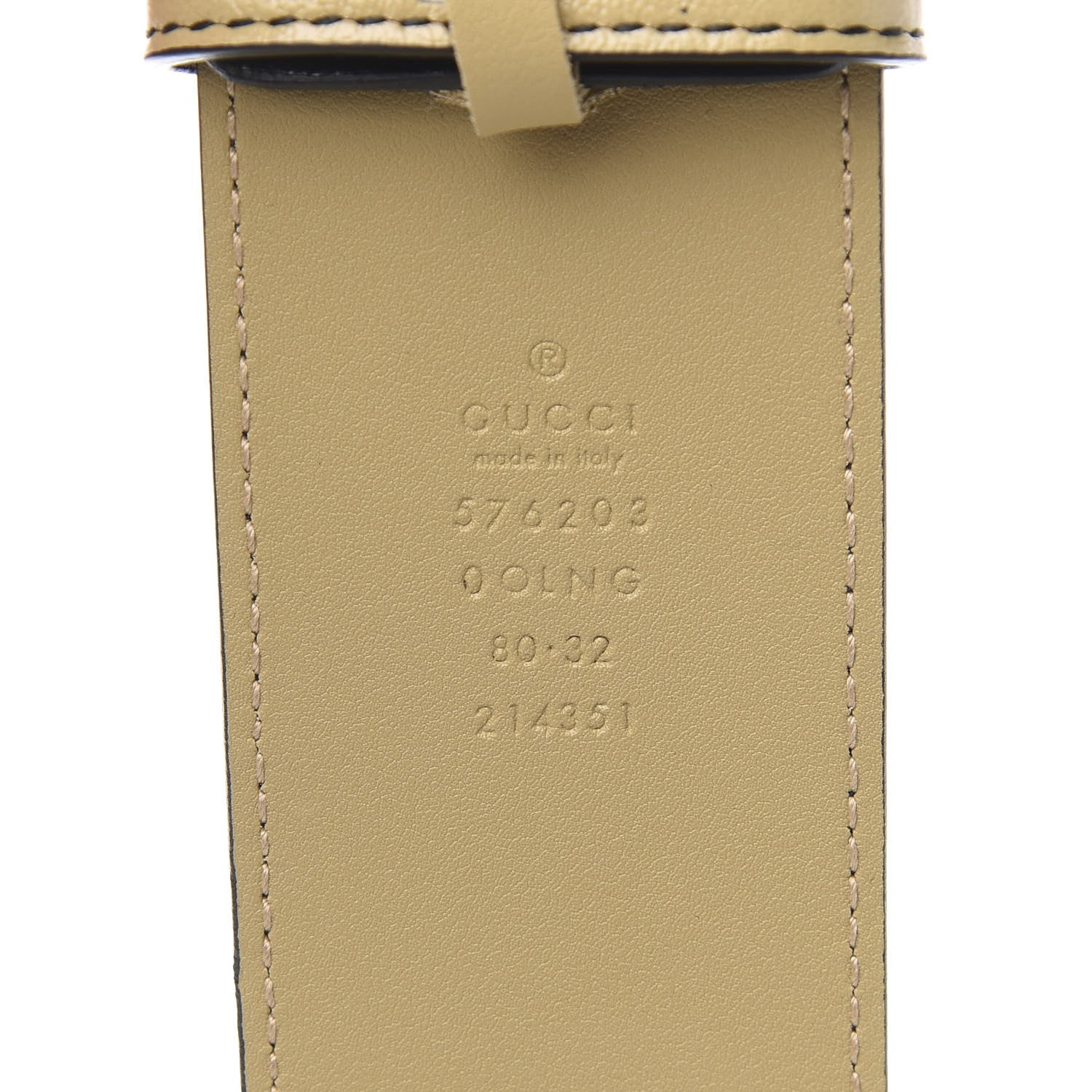 Gucci Calfskin Striped Textured Double G 50mm Belt 80 32 Black Beige 4 of 4