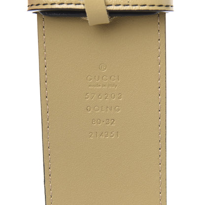 Gucci Calfskin Striped Textured Double G 50mm Belt 80 32 Black Beige 4 of 4