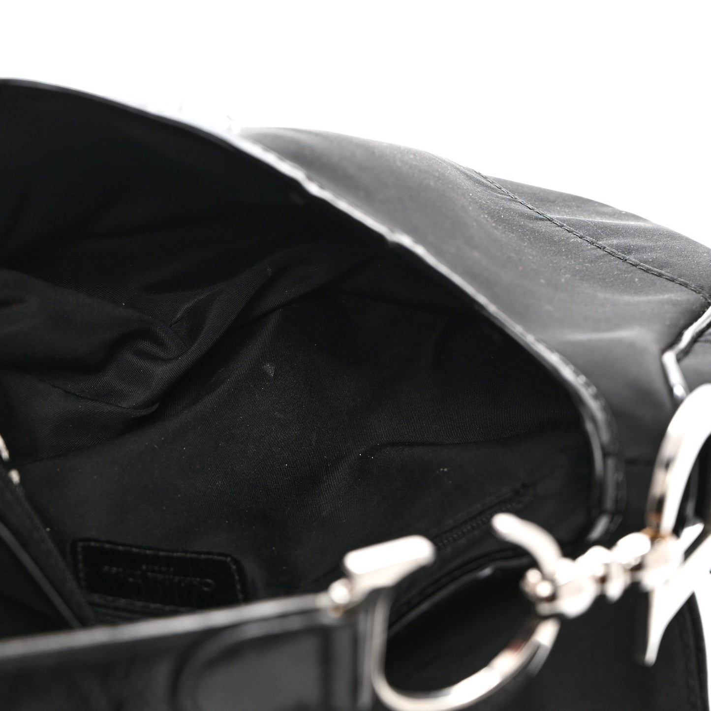 Canvas Patent Calfskin Saddle Bag Black