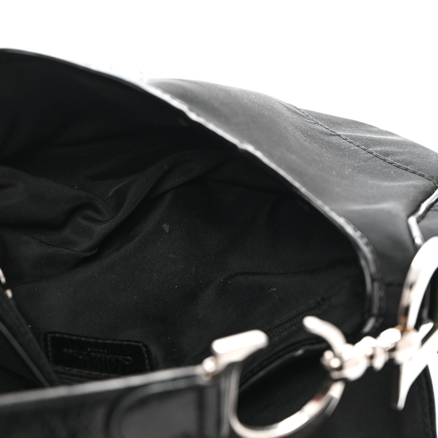 Christian Dior Canvas Patent Calfskin Saddle Bag Black 4 of 19