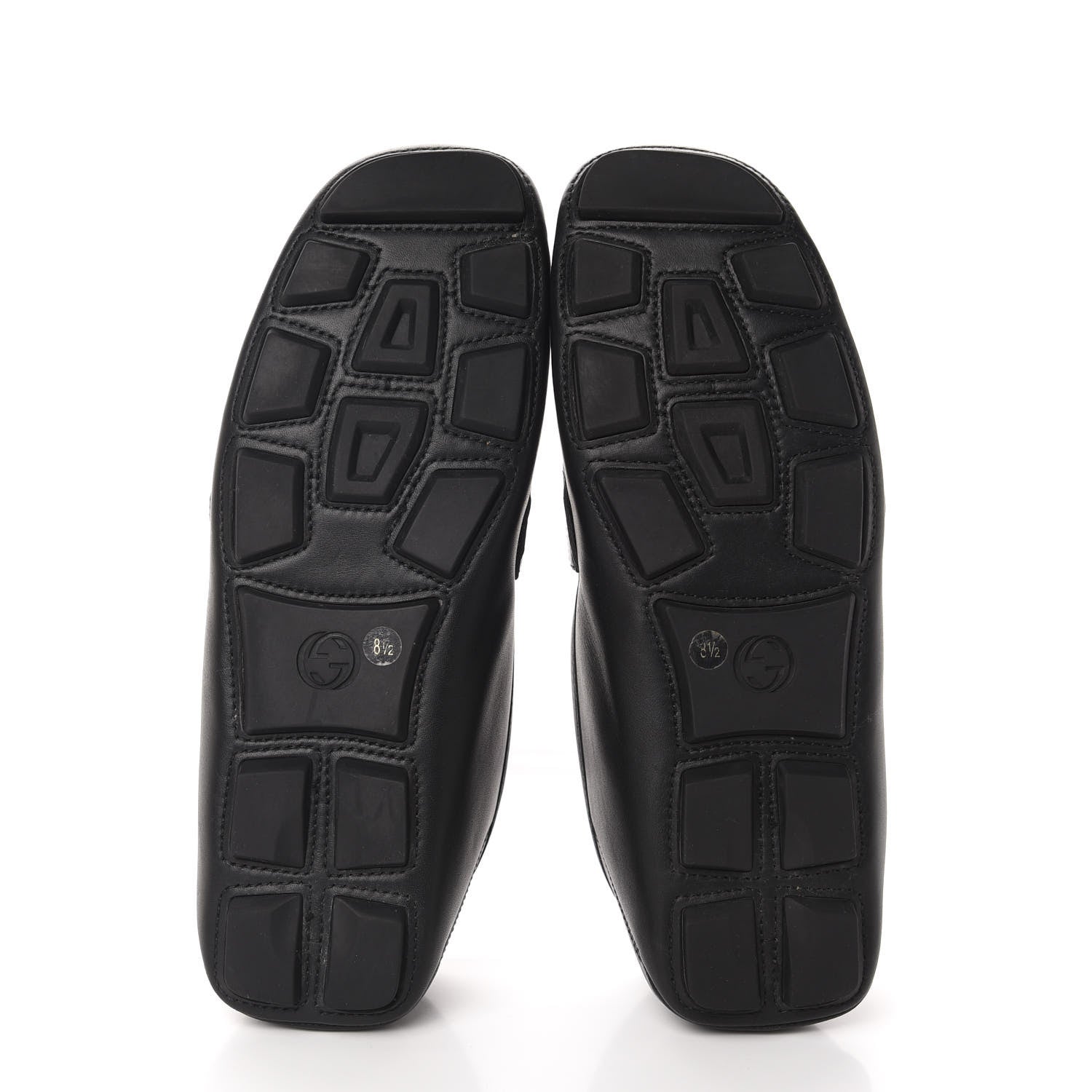 Gucci Velvety Calfskin Web Mens Noel Driver Loafers 8.5 Black 6 of 10