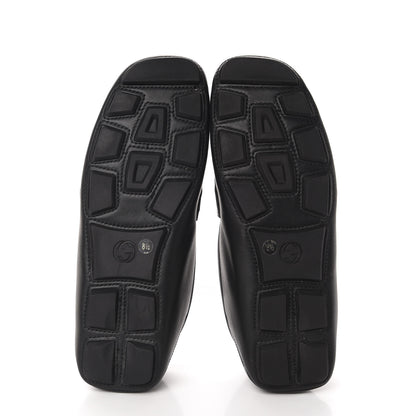 Gucci Velvety Calfskin Web Mens Noel Driver Loafers 8.5 Black 6 of 10