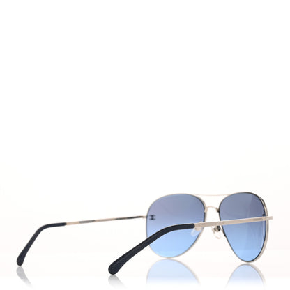 Chanel Metal Pilot Aviator CC Sunglasses 4189-T-Q Silver 4 of 8