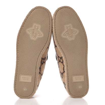 Gucci Covered Wool GG Monogram Womens Fria Horsebit Loafers 39.5 Beige Ebony Black Butterscotch 5 of 10