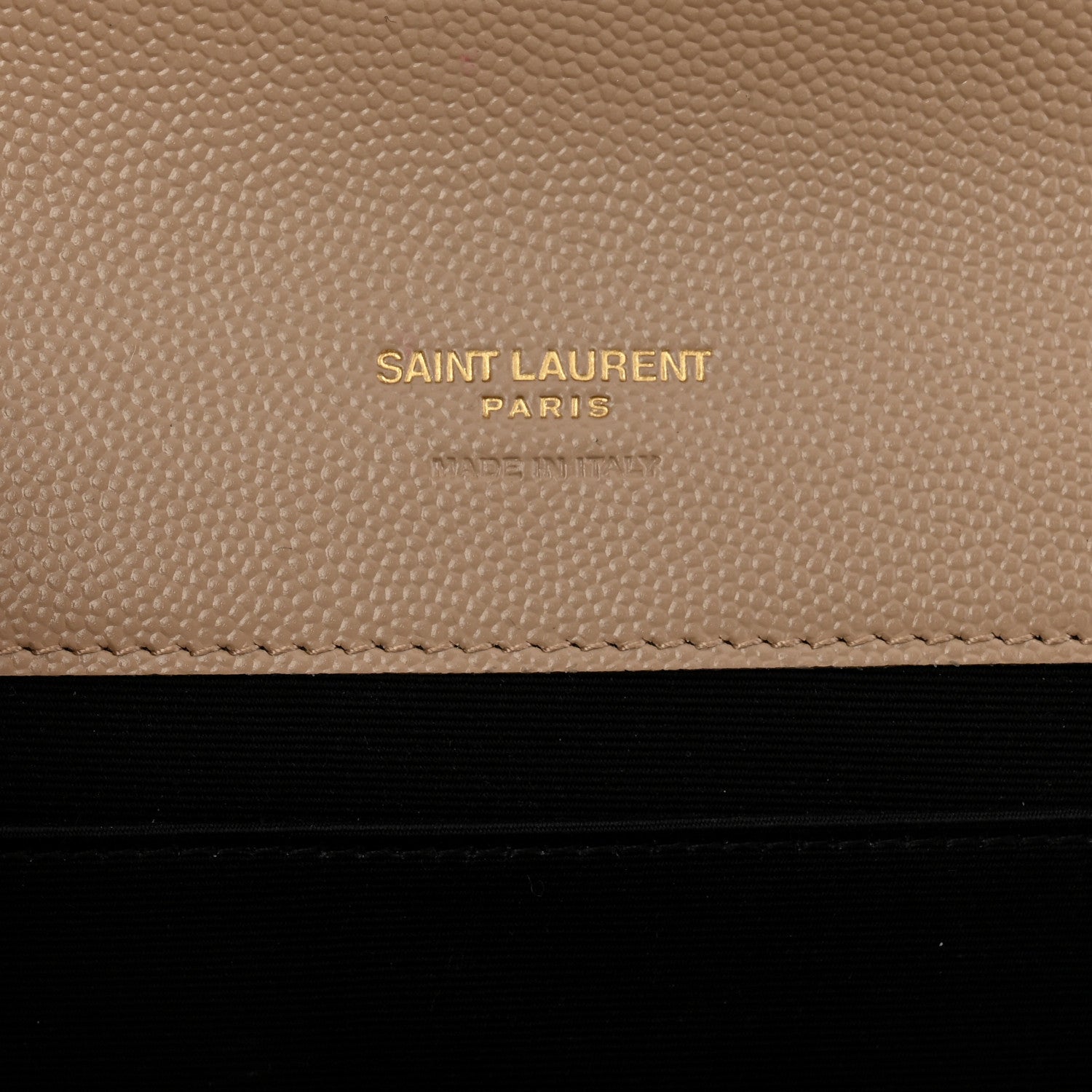 Saint Laurent Grain De Poudre Matelasse Chevron Monogram Envelope Clutch Dark Beige 6 of 9