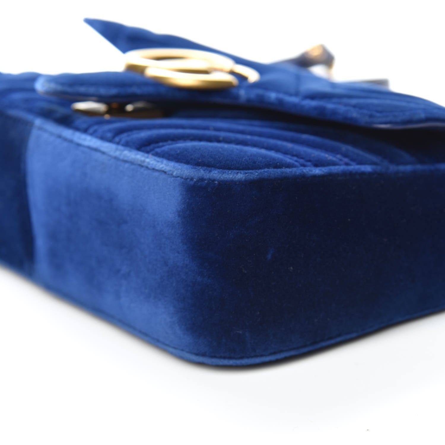 Gucci Velvet Matelasse Mini GG Marmont Shoulder Bag Cobalt Blue 6 of 12