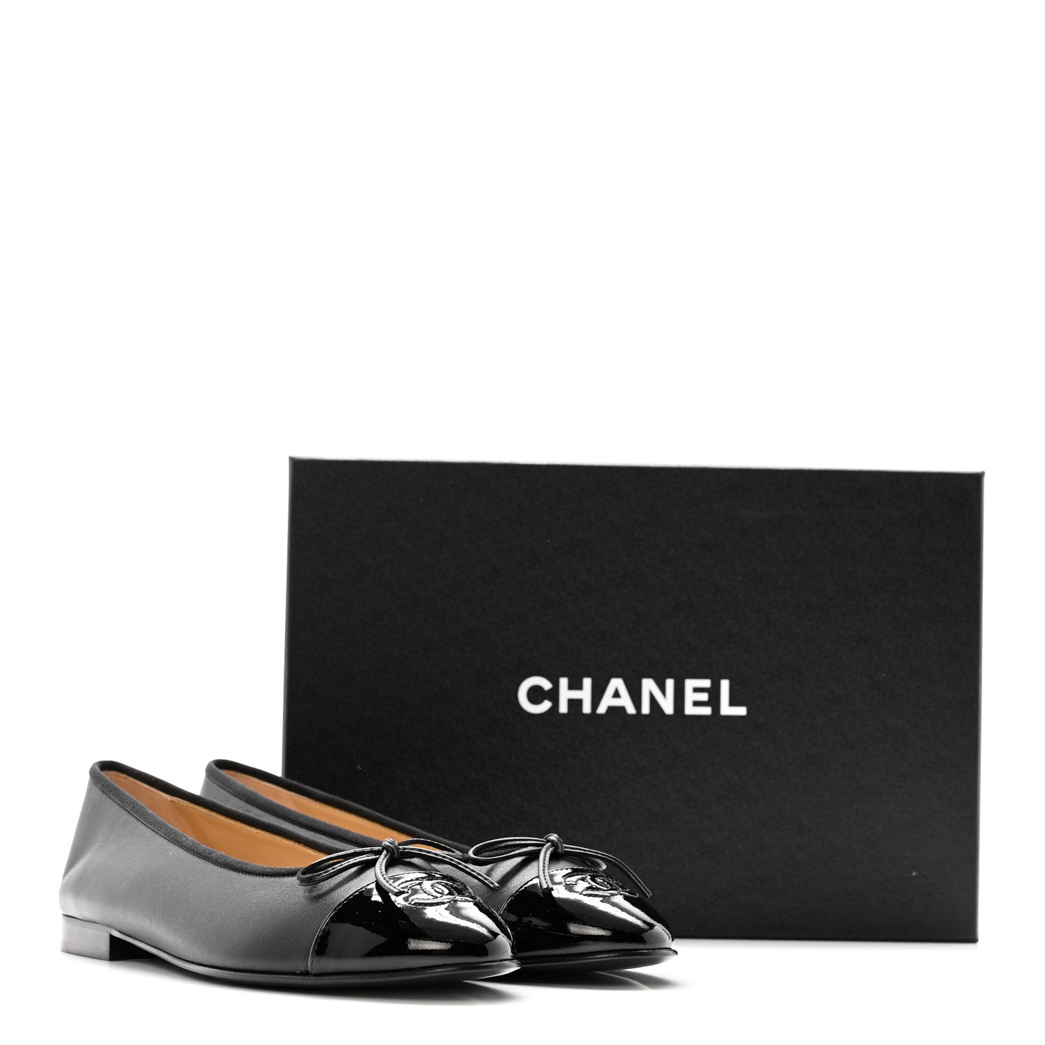 Chanel Lambskin Patent Cap Toe Ballerina Flats 39.5 Black 10 of 10