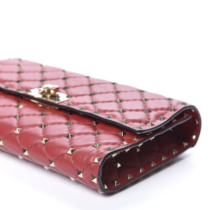 Valentino Garavani Nappa Rockstud Spike Wallet on Chain Rubino 6 of 8