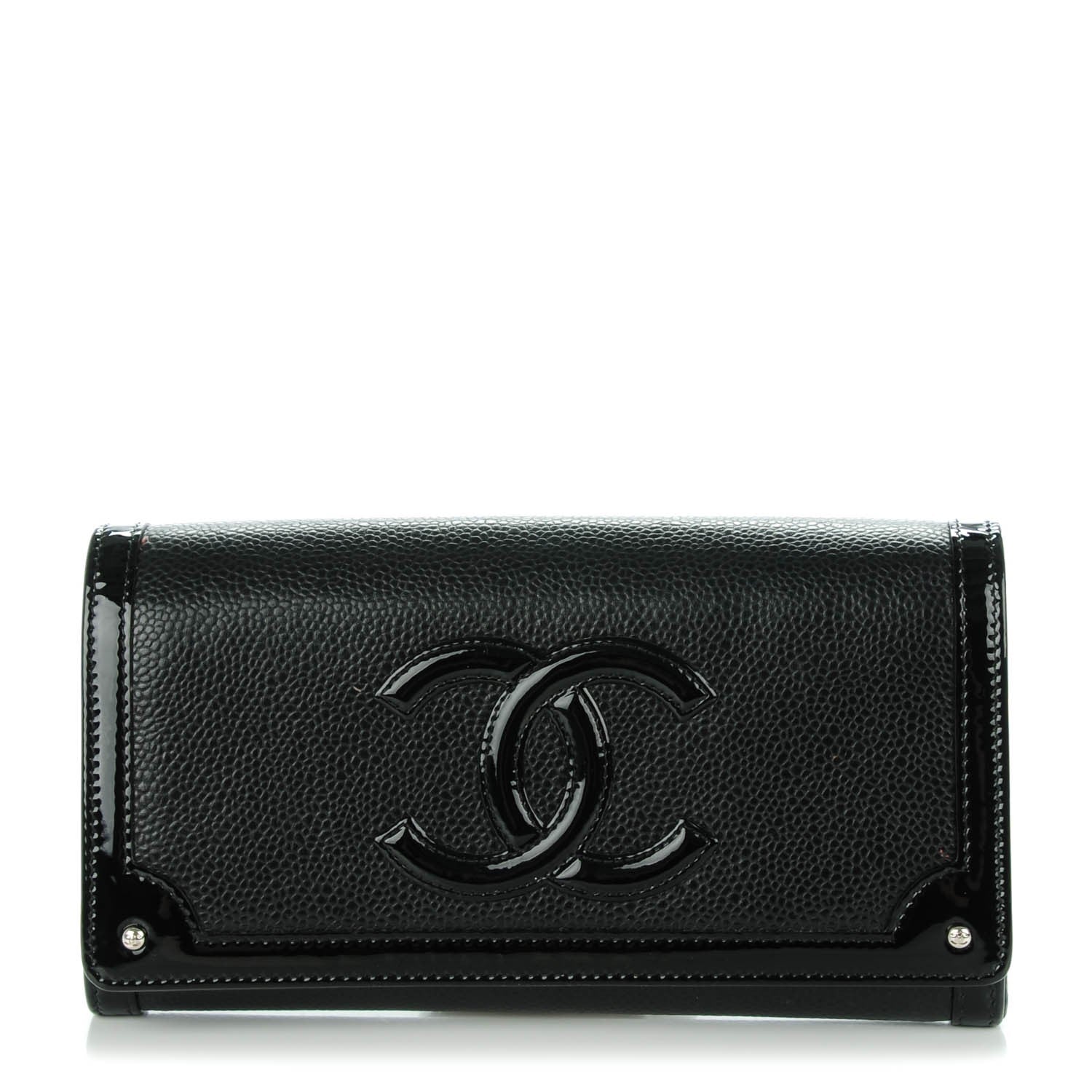 Chanel Caviar Patent CC Contour Flap Wallet Black 1 of 9