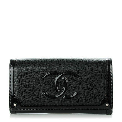 Chanel Caviar Patent CC Contour Flap Wallet Black 1 of 9