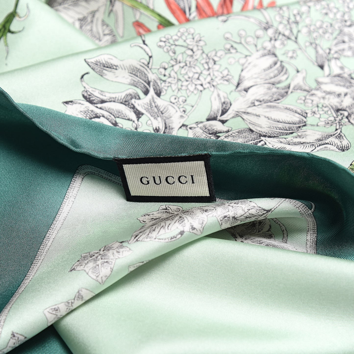 Silk Twill Wondergardenia Square Scarf Emerald