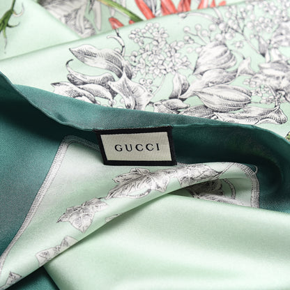 Gucci Silk Twill Wondergardenia Square Scarf Emerald 4 of 4