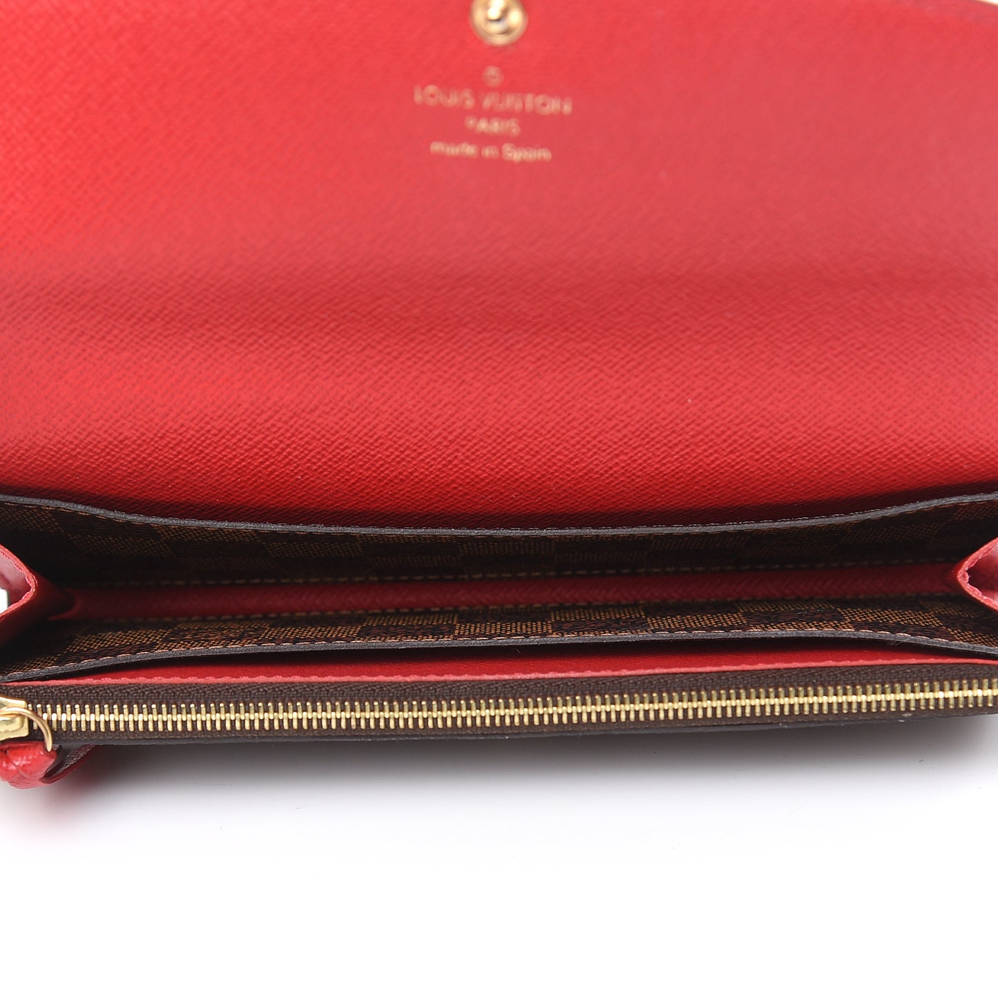 Damier Ebene Emilie Wallet Red